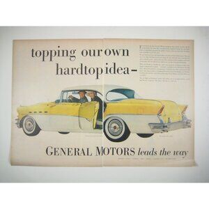 Buick Roadmaster Riviera  MOD 1956 Vintage Print Ad 2 Page Luxury Car READ